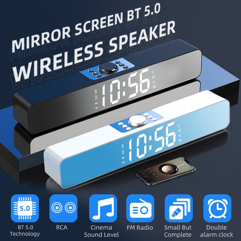 Mirror Clock Bar Bluetooth Speaker
